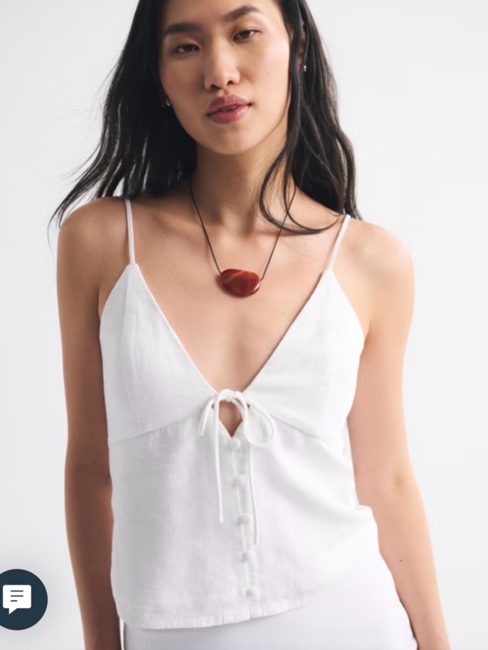 Abercrombie White Bella Bra-Free V-Neck Tie Front Tank NEW with Tags